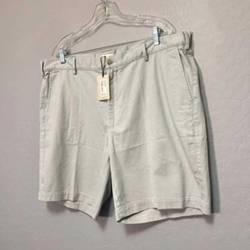 NWT Peter Millar Mens Size 40 Flat Front Chino Shorts Grey Pima Cotton Spandex
